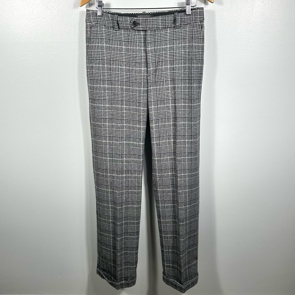 Banana Republic Black Brooke Plaid Pants Trousers NWT Size 6 High Rise Straight - Picture 4 of 17